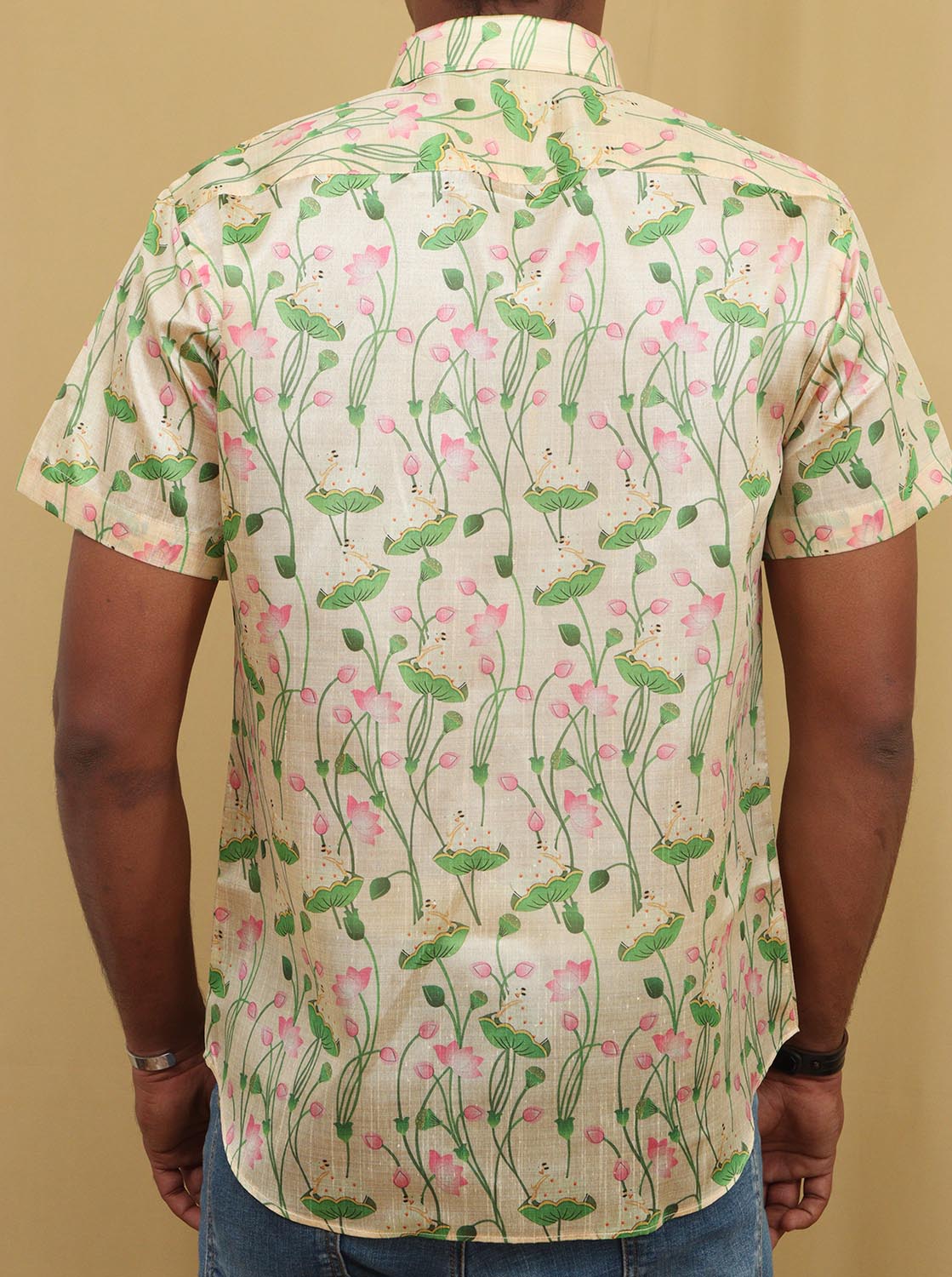 Pastel Digital Print Kalamkari Tussar Silk Pichwai Shirt with Full Sleev - Luxurion World