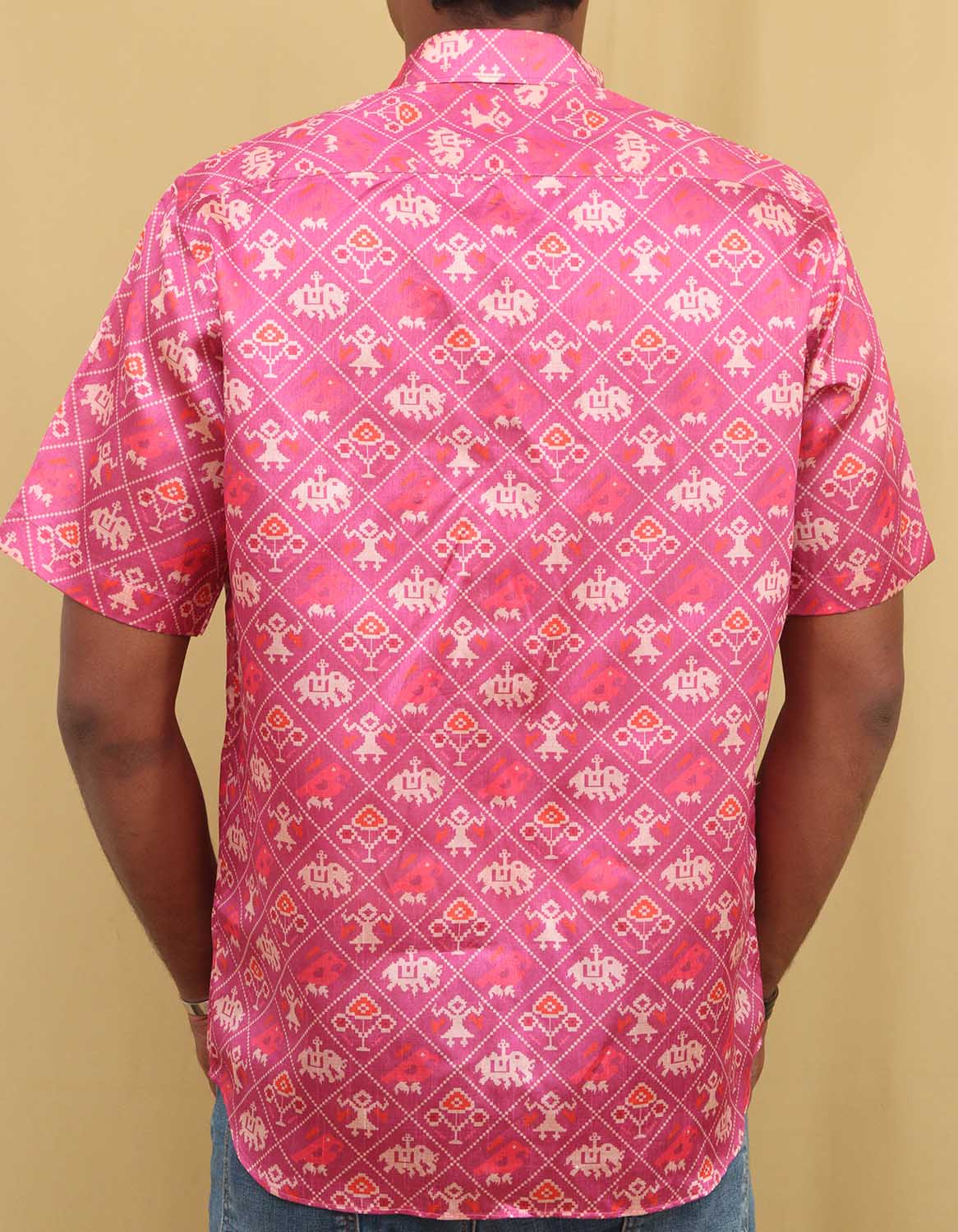 Stunning Pink Patola Design Tussar Silk Shirt with Digital Print - Luxurion World