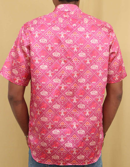 Stunning Pink Patola Design Tussar Silk Shirt with Digital Print - Luxurion World