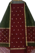 Maroon And Green Chanderi Handloom Cotton Silk Two Piece Unstitched Suit Set