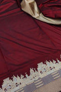 Maroon Banarasi Pure Katan Silk Ghat Design Saree