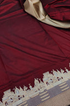 Maroon Banarasi Pure Katan Silk Ghat Design Saree
