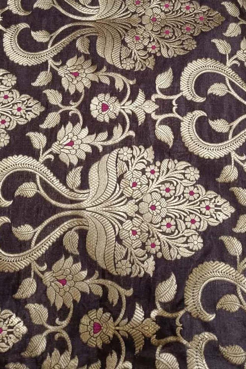 Maroon Banarasi Handloom Katan Silk Fabric