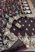 Maroon Banarasi Meenakari Katan Silk Suit — Zari Floral Jaal, Bridal