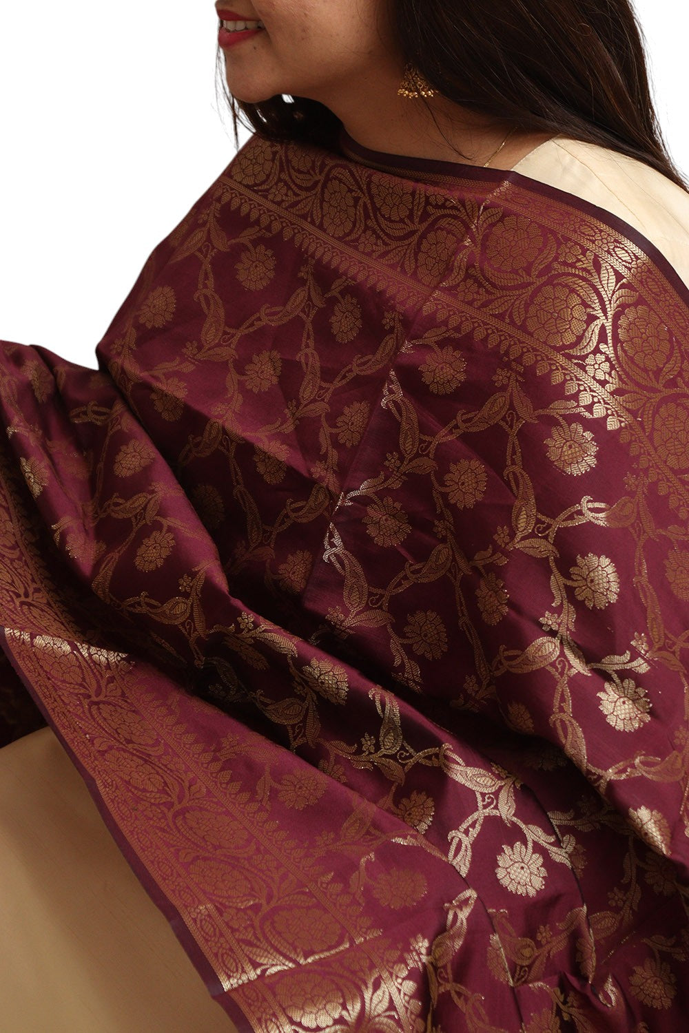 Exquisite Maroon Banarasi Silk Dupatta - Elegant and Luxurious - Luxurion World