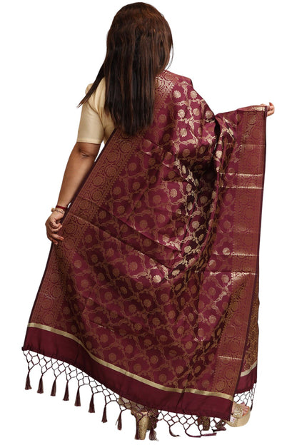 Stunning Maroon Banarasi Silk Dupatta - Elegant and Luxurious