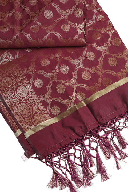 Stunning Maroon Banarasi Silk Dupatta - Elegant and Luxurious