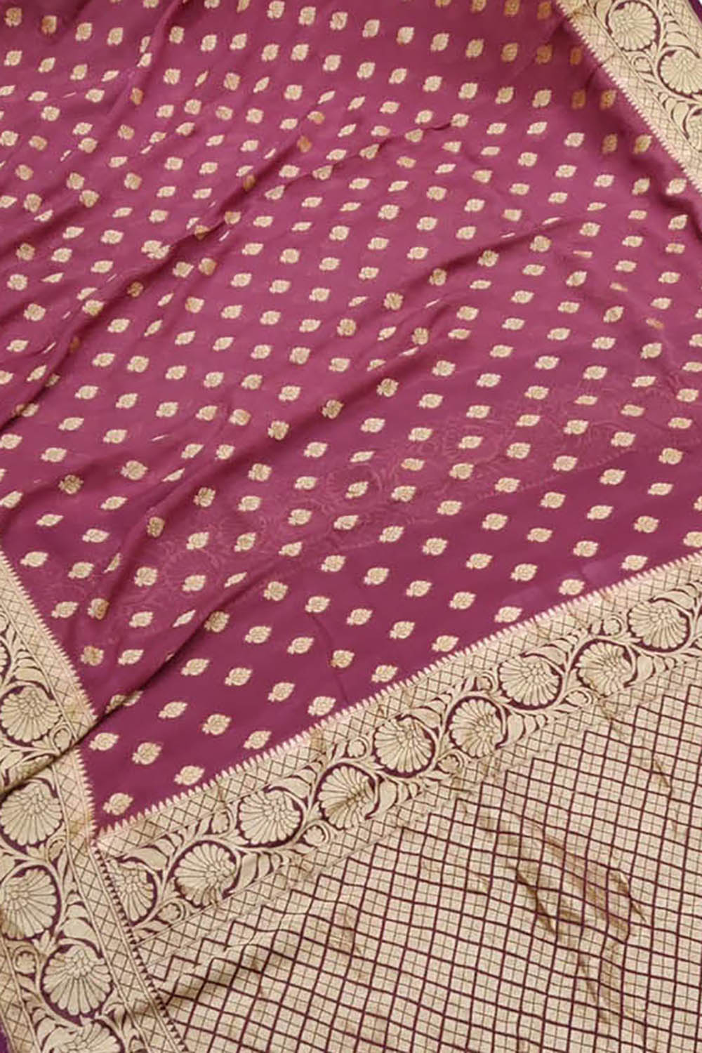 Maroon Handloom Banarasi Khaddi Georgette Saree