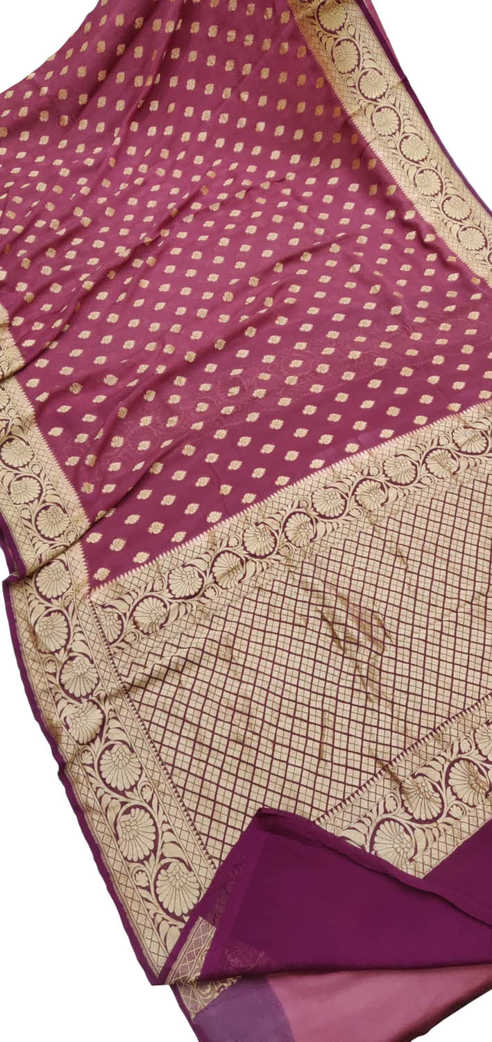 Maroon Handloom Banarasi Khaddi Georgette Saree