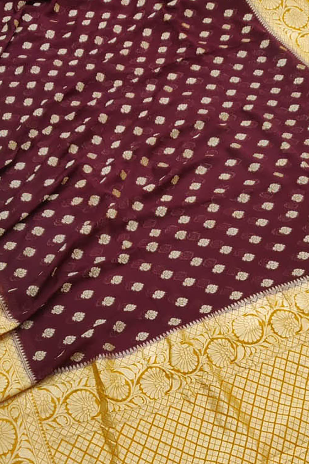Maroon Handloom Banarasi Khaddi Georgette Saree