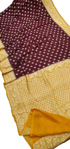 Maroon Handloom Banarasi Khaddi Georgette Saree