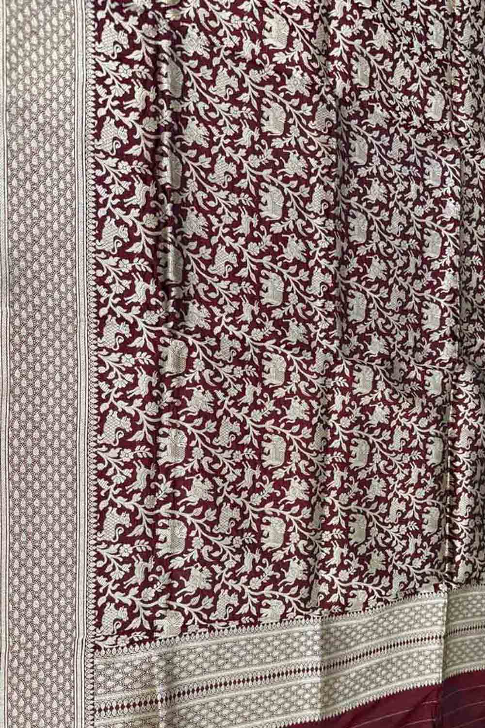 Maroon Handloom Banarasi Pure Katan Silk Dupatta