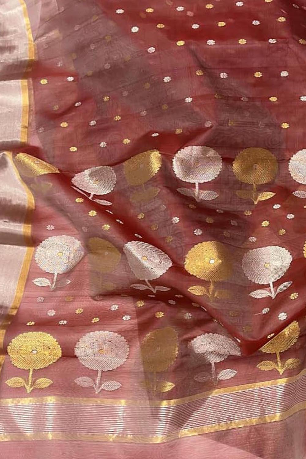 Maroon Handloom Chanderi Cotton Silk Saree