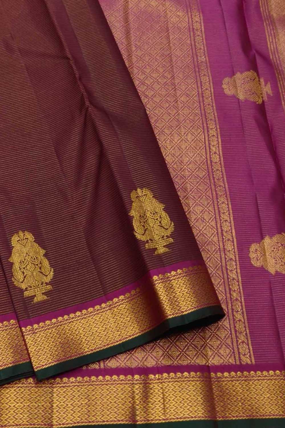 Maroon Handloom Kanjeevaram Pure Silk Saree