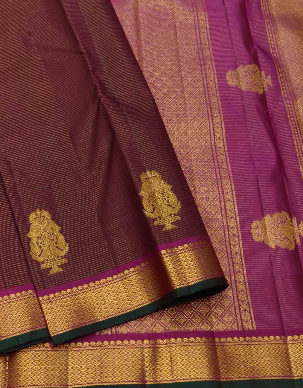 Maroon Handloom Kanjeevaram Pure Silk Saree
