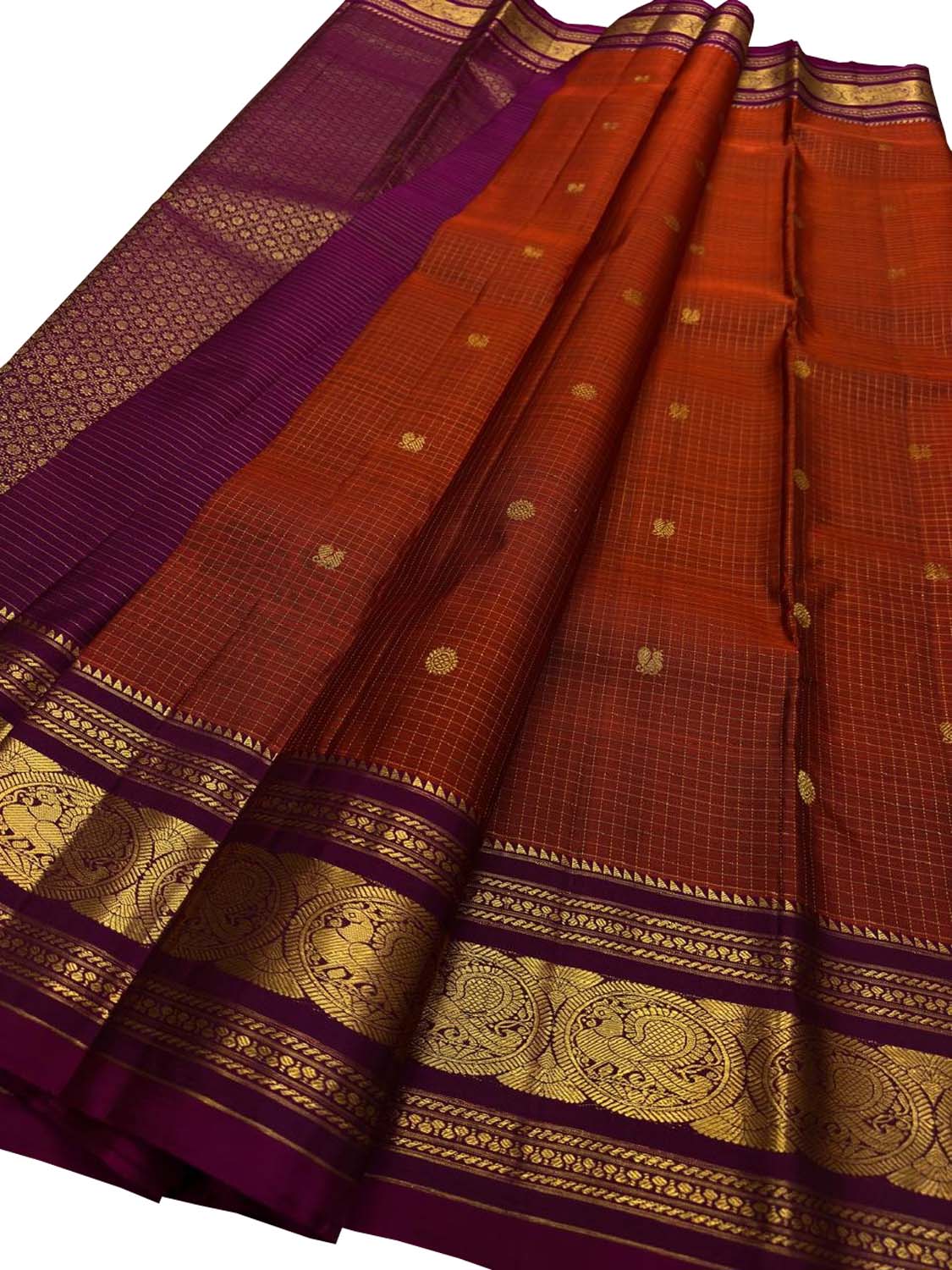 Maroon Handloom Kanjeevaram Pure Silk Saree — Handwoven, Bridal & Festive
