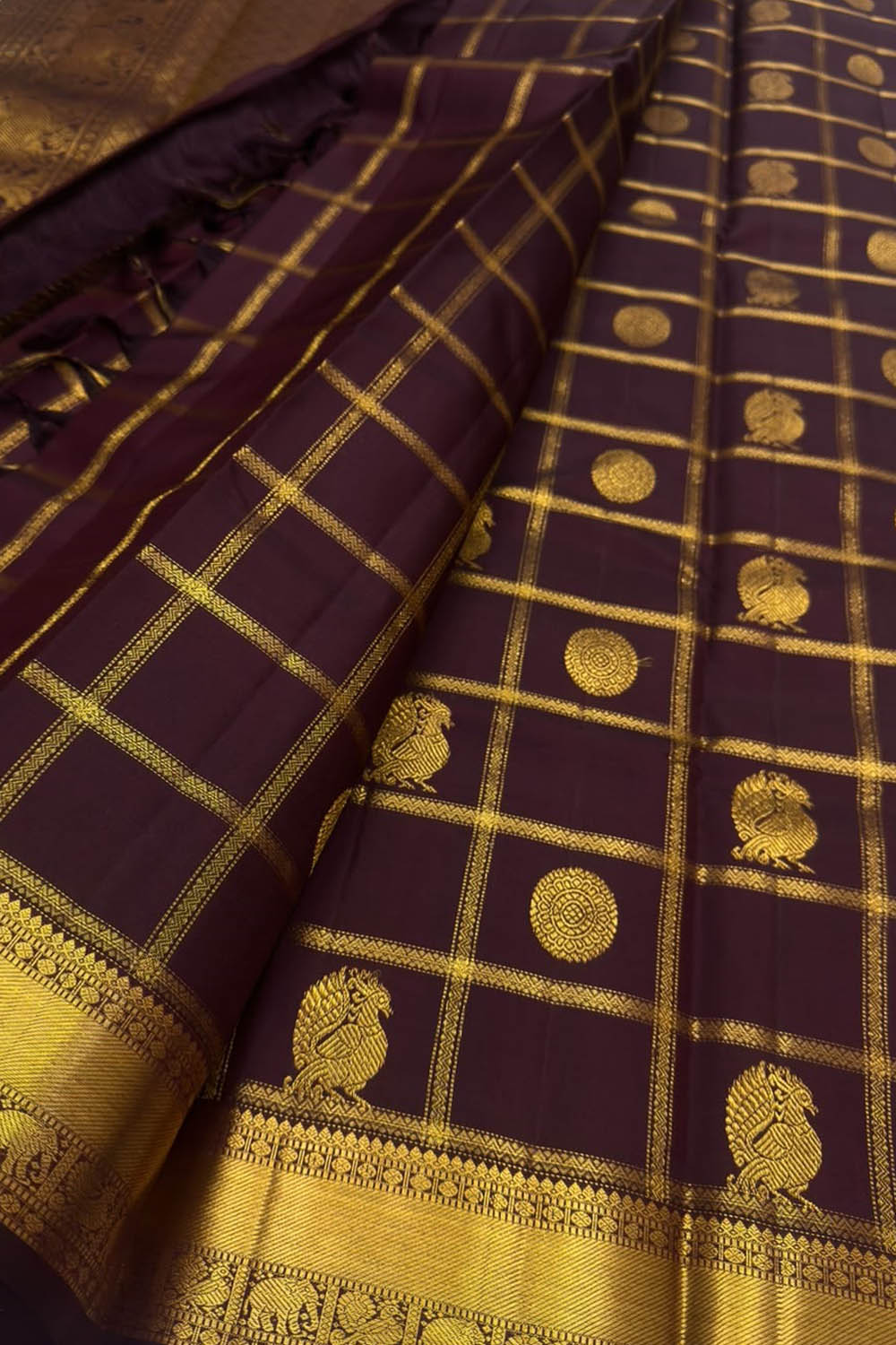 Maroon Handloom Kanjeevaram Pure Silk Saree