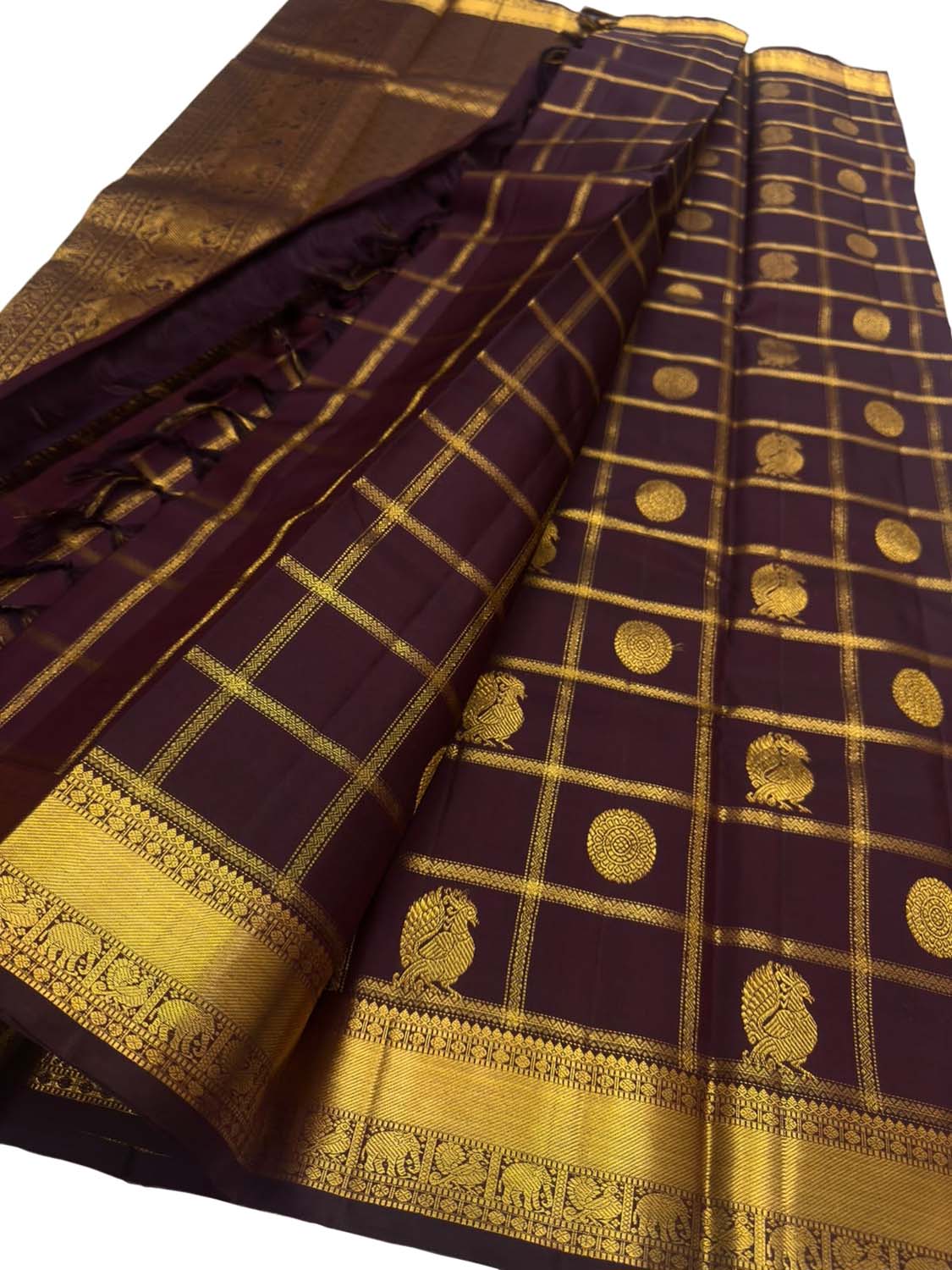 Maroon Handloom Kanjeevaram Pure Silk Saree