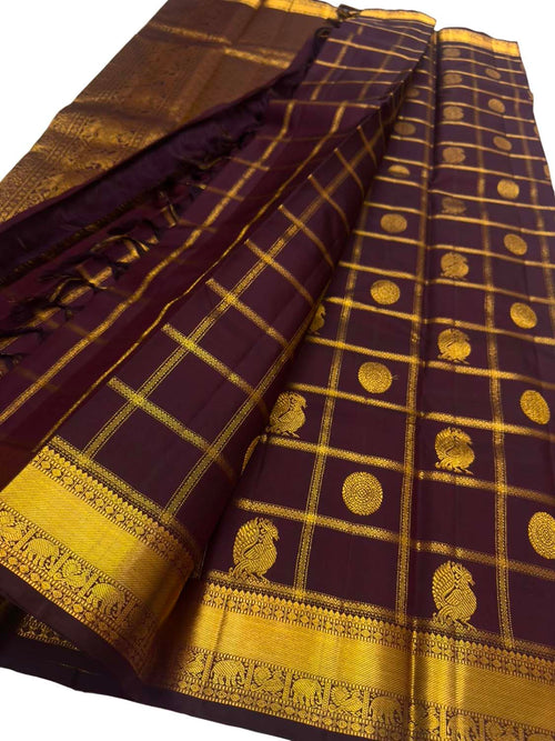 Maroon Handloom Kanjeevaram Pure Silk Saree