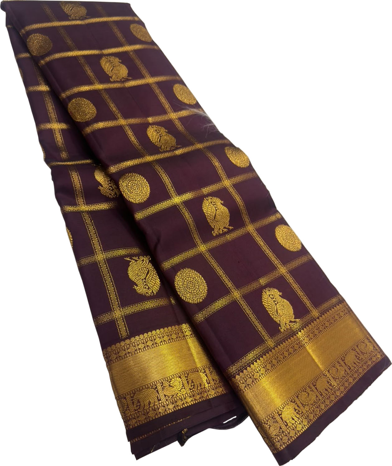 Maroon Handloom Kanjeevaram Pure Silk Saree