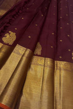 Maroon Kanjeevaram Pure Silk Saree Handloom Wedding Festive