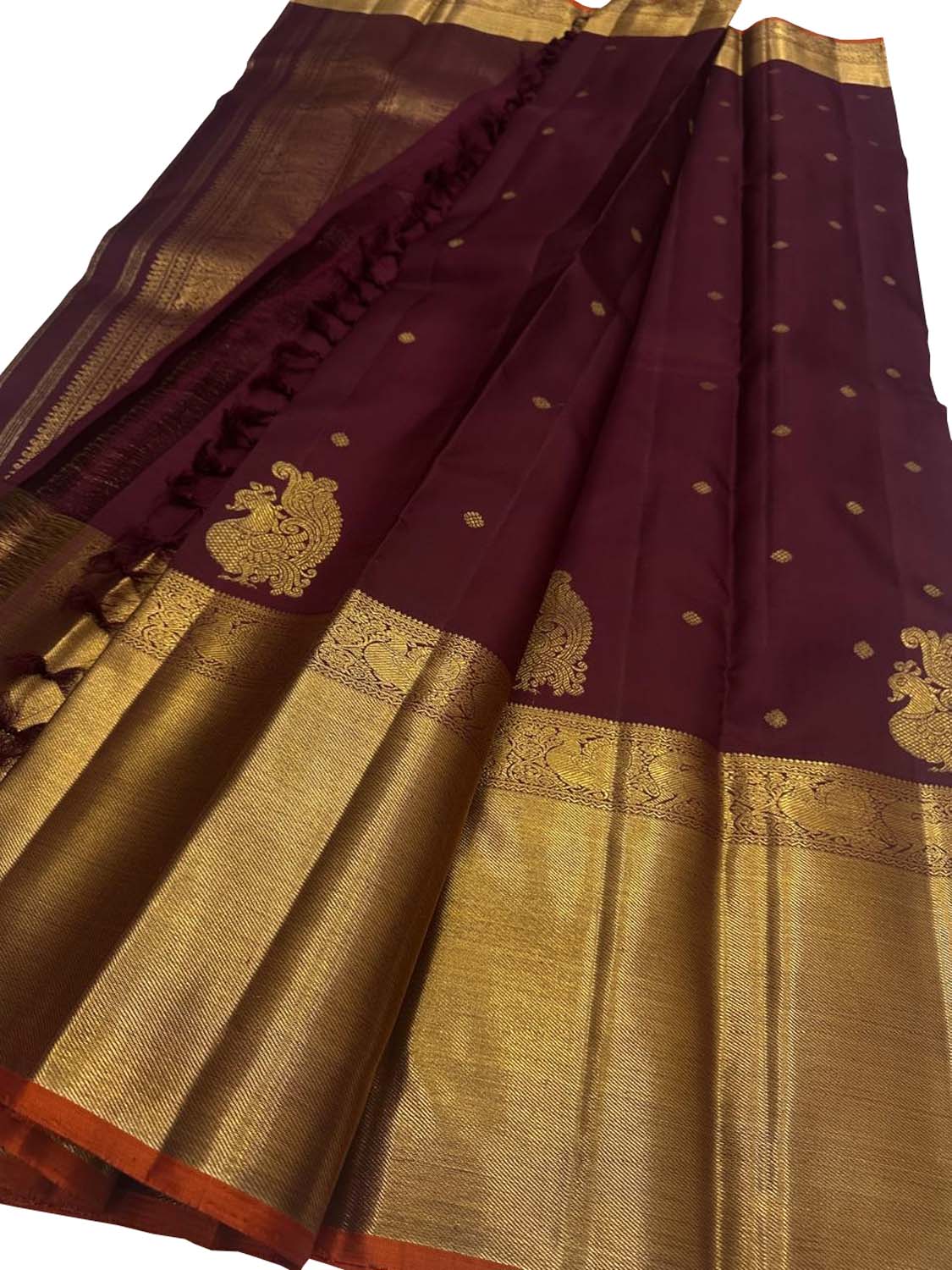 Maroon Kanjeevaram Pure Silk Saree Handloom Wedding Festive