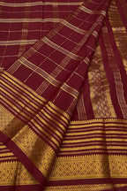 Maroon Handloom Mysore Pure Crepe Silk Saree
