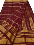 Maroon Handloom Mysore Pure Crepe Silk Saree