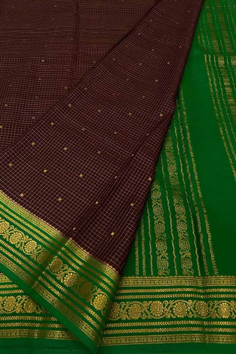Maroon Handloom Mysore Pure Crepe Silk Saree