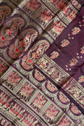 Maroon Swarnachari Pure Silk Saree Handloom Woven Wedding