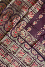 Maroon Swarnachari Pure Silk Saree Handloom Woven Wedding