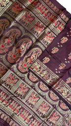 Maroon Swarnachari Pure Silk Saree Handloom Woven Wedding