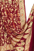 Maroon Pure Georgette Bandhani Neem Zari Dupatta