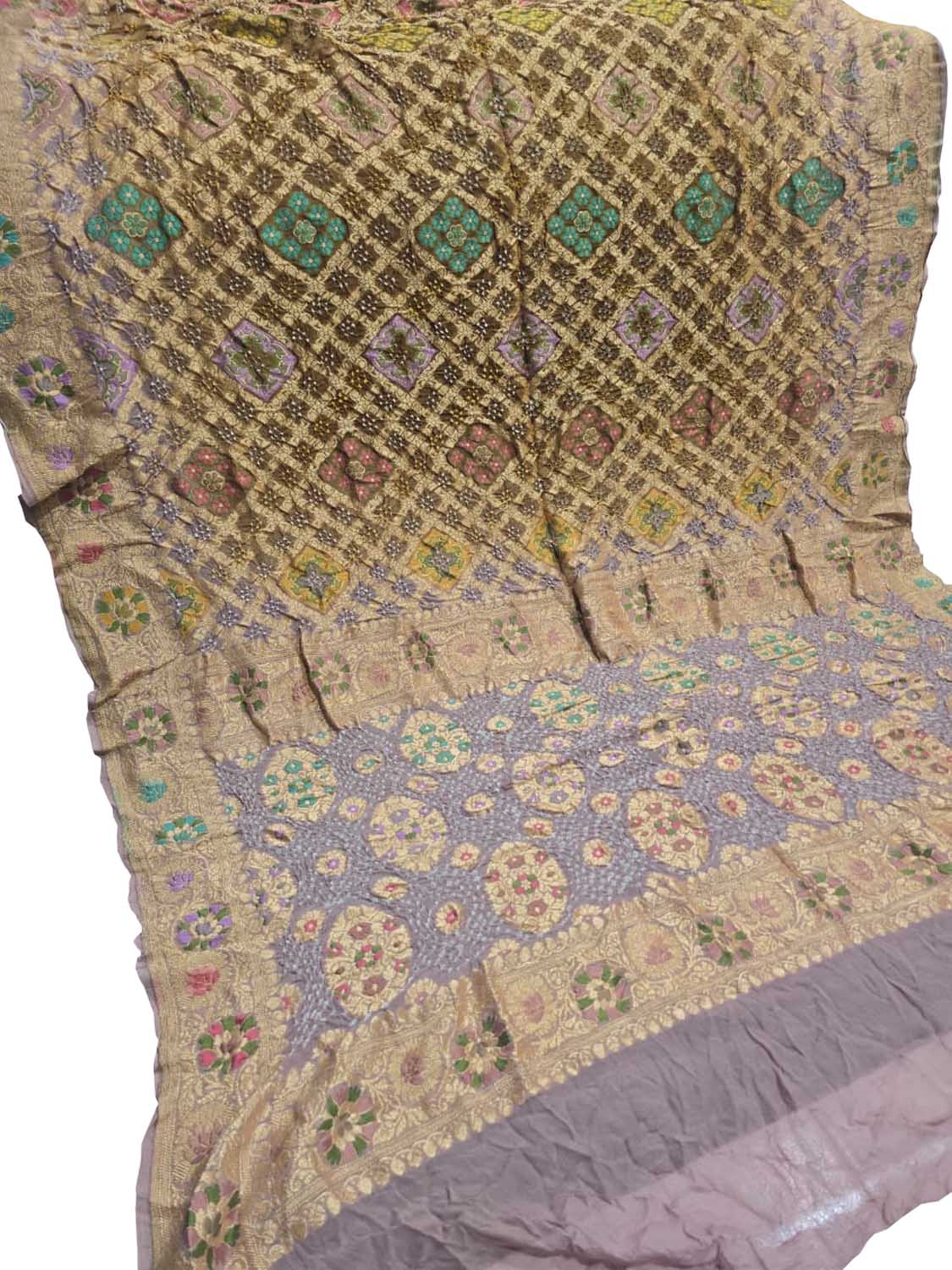 Multicolor Banarasi Bandhani Pure Georgette Tilfi Zari Saree