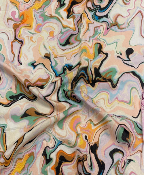 Multicolor Digital Printed Muslin Fabric Ethnic Dress Material