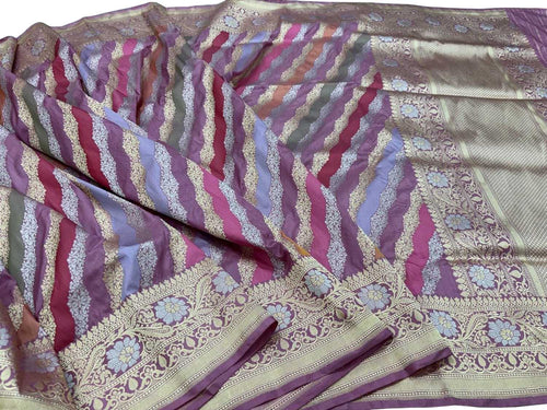 Multicolor Handloom Banarasi Pure Katan Silk Rangkat Saree