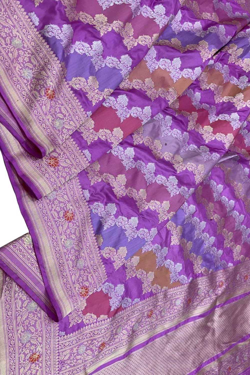 Multicolor Banarasi Katan Silk Saree Rangkat Handloom Festive