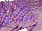 Multicolor Banarasi Katan Silk Saree Rangkat Handloom Festive