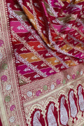 Multicolor Banarasi Katan Silk Saree Rangkat Puja Handloom