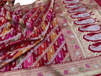 Multicolor Banarasi Katan Silk Saree Rangkat Puja Handloom