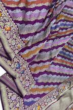 Multicolor Banarasi Katan Silk Saree Rangkat Weave Ethnic Wear