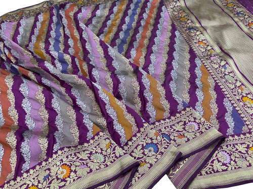 Multicolor Handloom Banarasi Pure Katan Silk Rangkat Saree