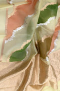 Multicolor Handloom Banarasi Pure Kora Organza Silk Sona Roopa Flower Design Saree