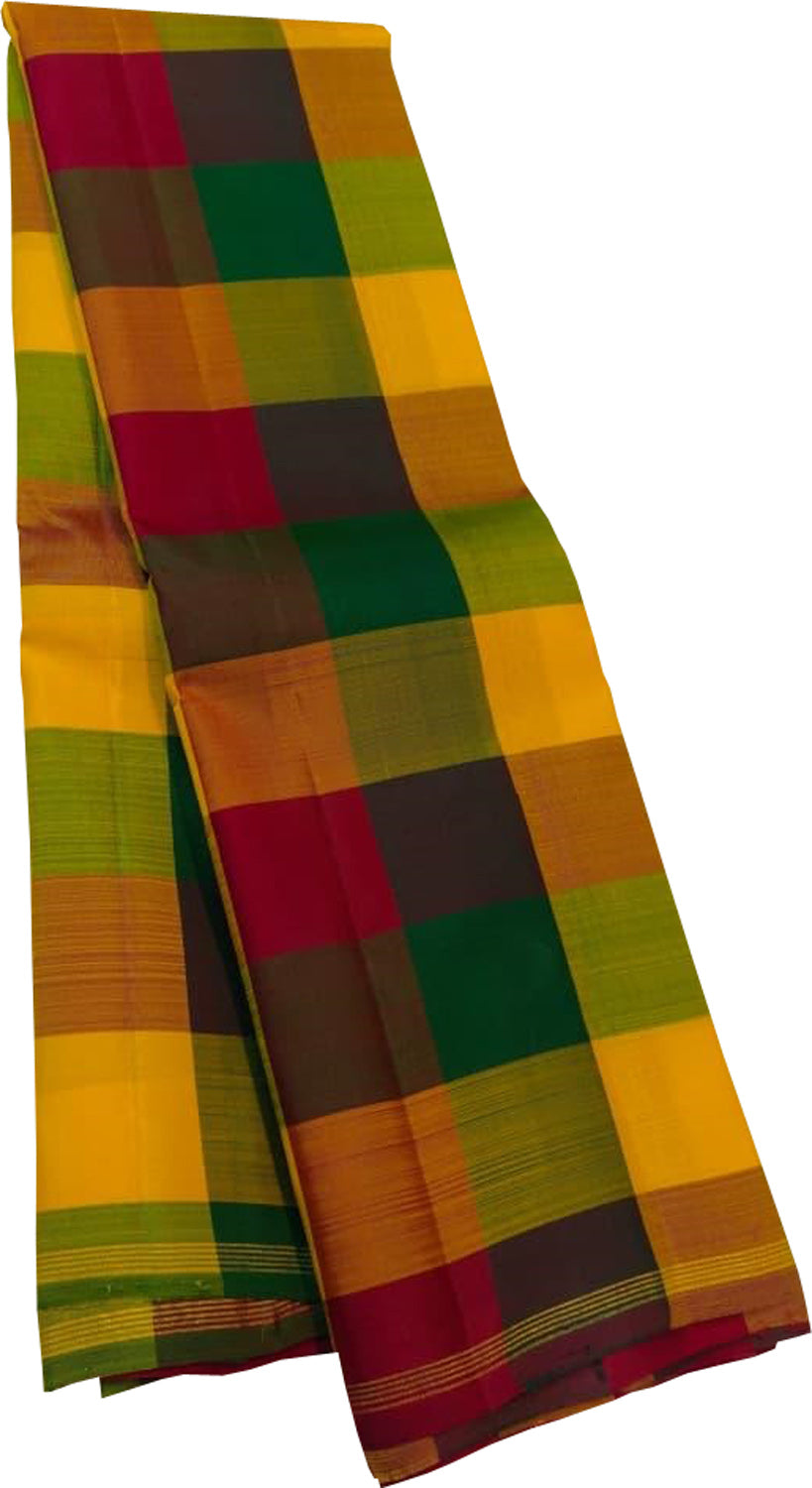 Multicolor Handloom Kanjeevaram Pure Silk Saree
