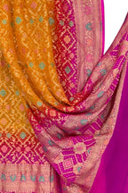 Multicolor Pure Georgette Bandhani Neem Zari Dupatta