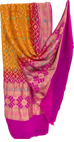 Multicolor Pure Georgette Bandhani Neem Zari Dupatta