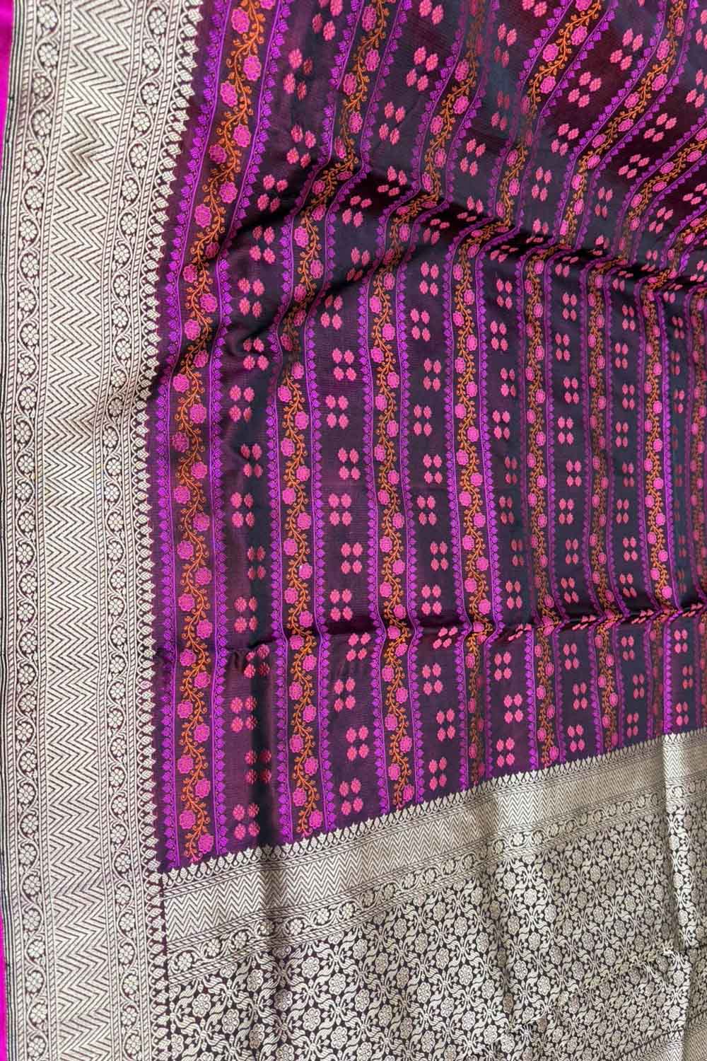 Multicolor Pure Katan Silk Banarasi Handloom Saree