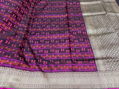 Multicolor Pure Katan Silk Banarasi Handloom Saree