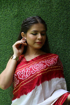 Stunning Off White Bandhani Gajji Silk Saree - Perfect for Any Occasion - Luxurion World