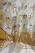 Off White Handloom Chanderi Cotton Silk Saree
